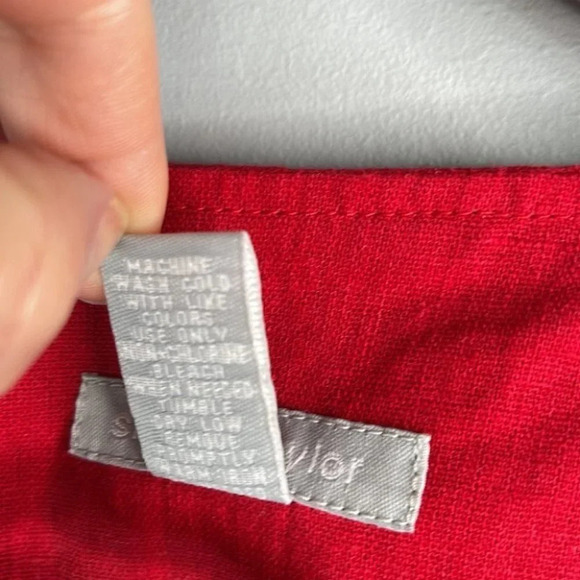 SHERRY TAYLOR Linen Blend Collarless Blazer Red 3 Button Size M - Picture 8 of 10